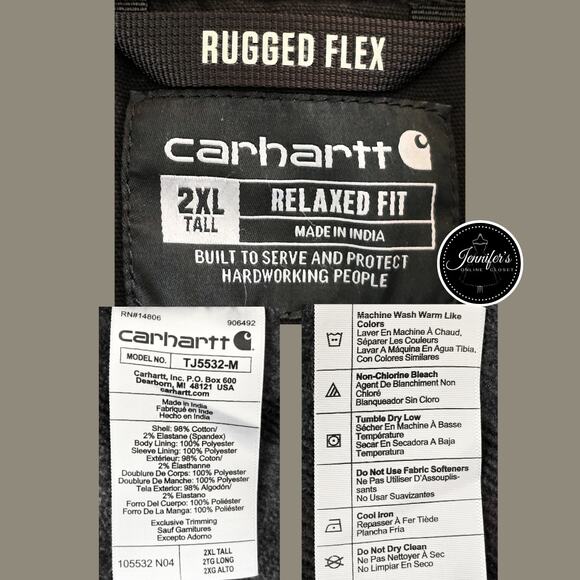 Carhartt Men's Black Rugged Flex® Relaxed Fit Fleece-Lined Shirt Jacket 2XL Tall - Picture 13 of 15